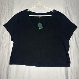 Wild Fable Women's Short Sleeve Black Cropped Tee Top Round Neck Plus 3X NWT